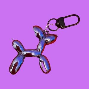 Silver Balloon Dog Keychain